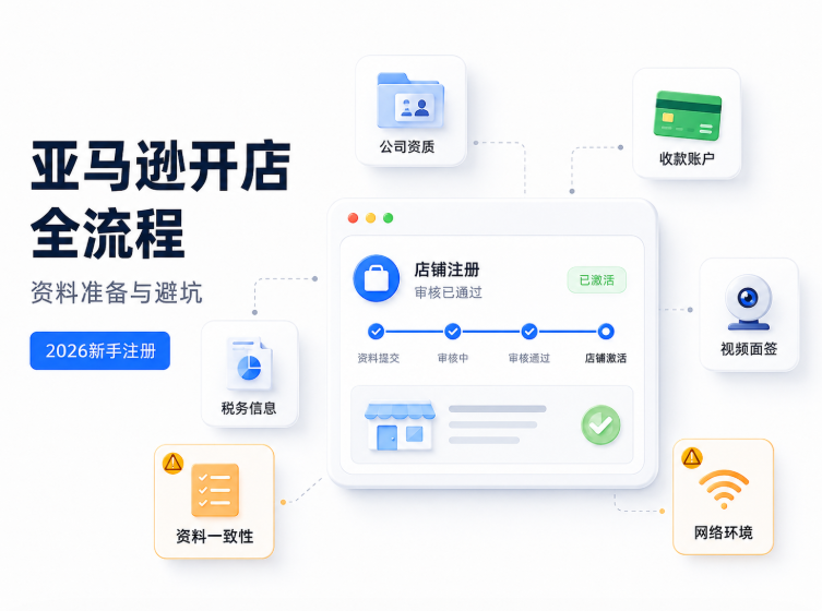 2026 年亚马逊新手注册开店全流程:资料准备清单与常见踩坑